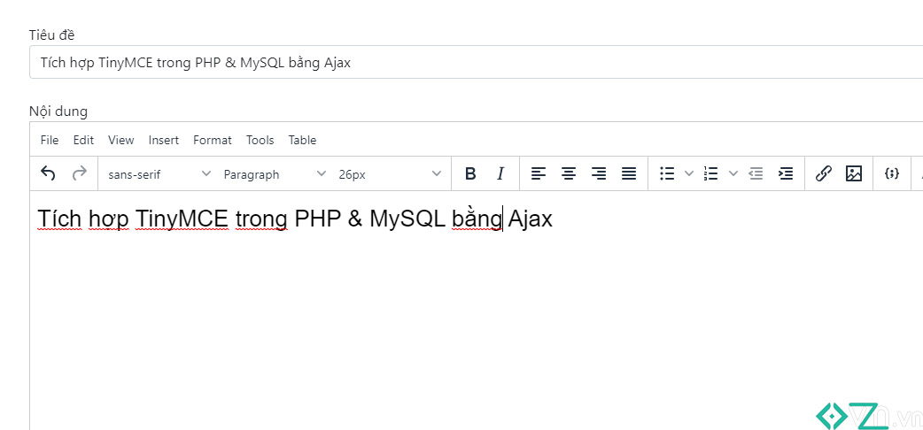 Tích hợp TinyMCE trong PHP & MySQL bằng Ajax