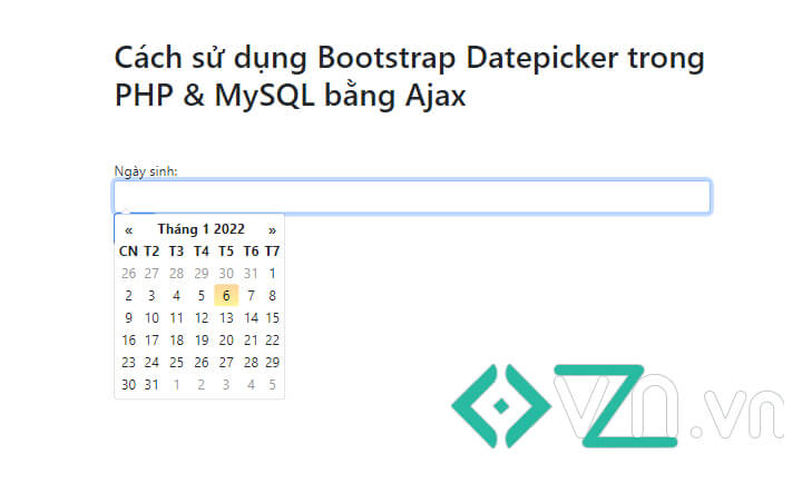 Bootstrap Datepicker trong PHP & MySQL bằng Ajax