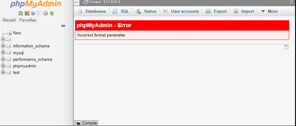 Cách khắc phục Lỗi PHPMyAdmin khi nhập cơ sở dữ liệu: Incorrect format parameter